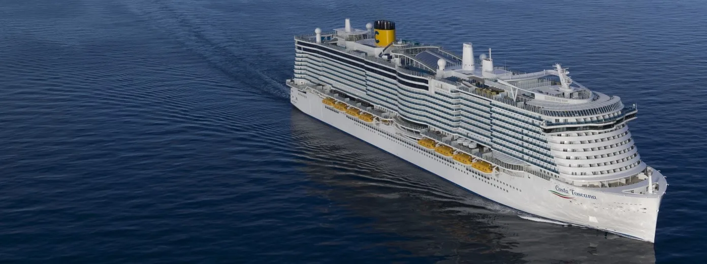 Ship at sea, seen from above