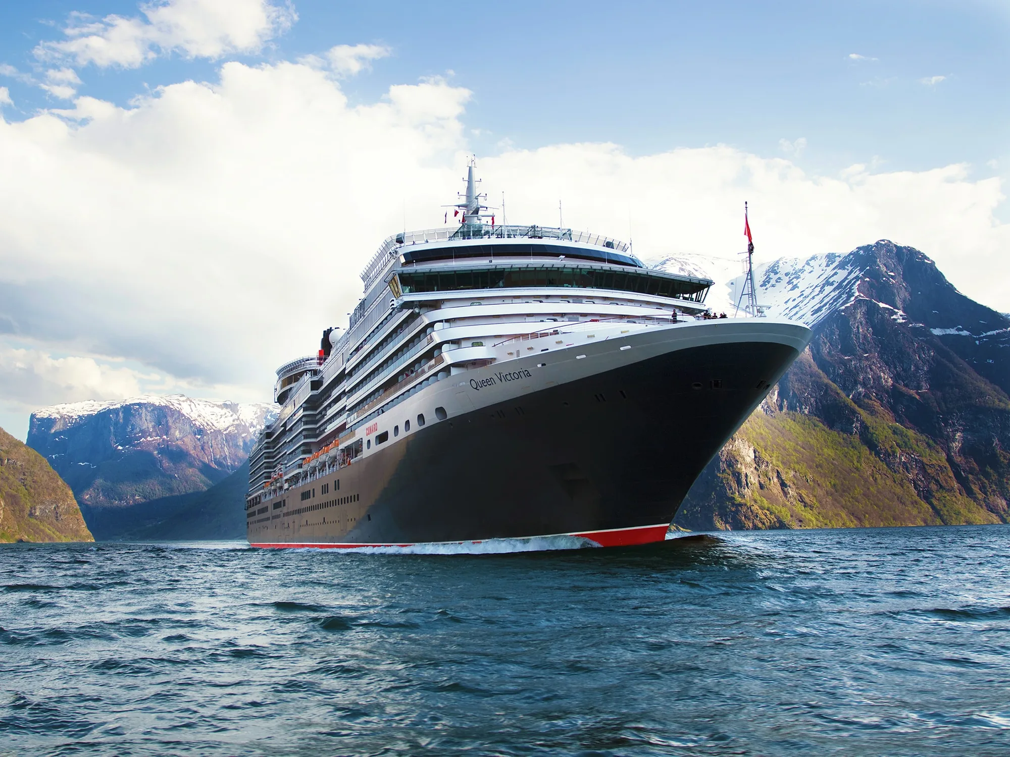 Ocean liner in a fjord