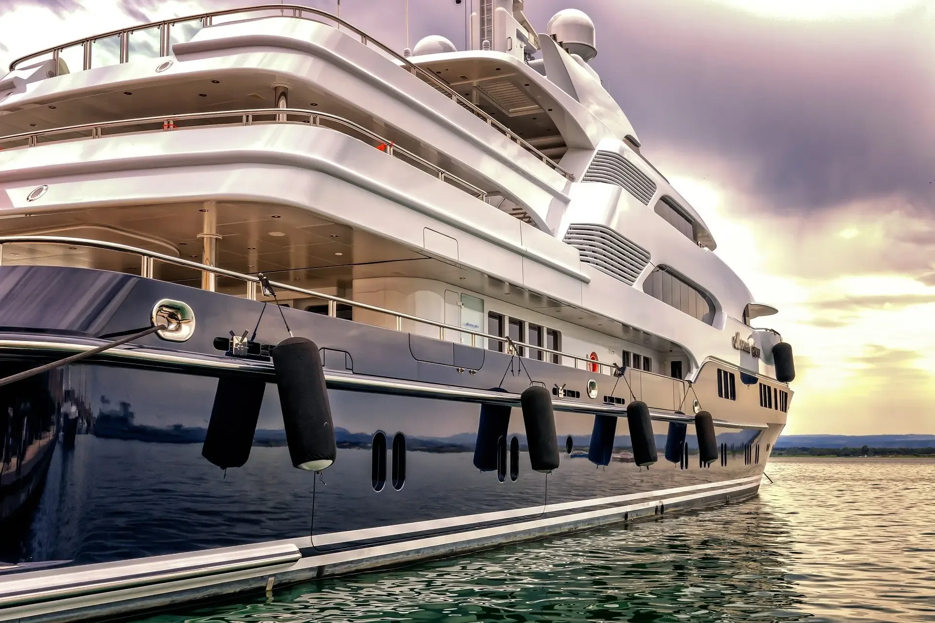 Motor yacht at anchor
