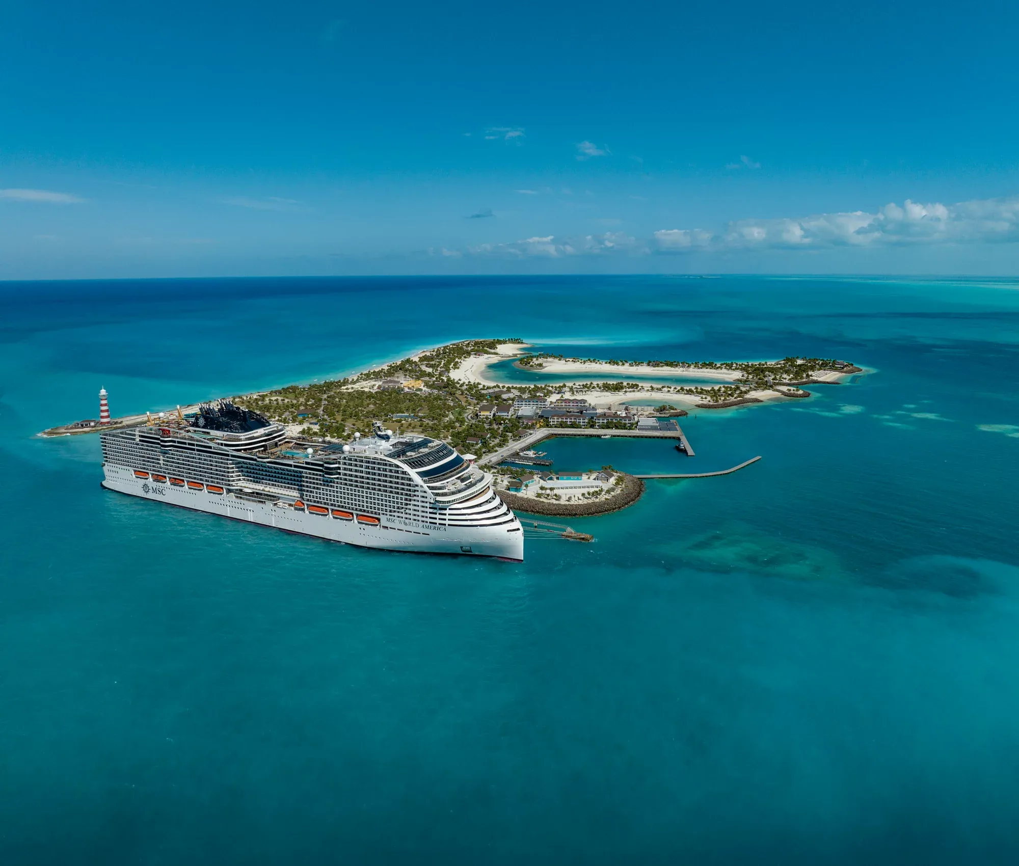Ship beside a private island