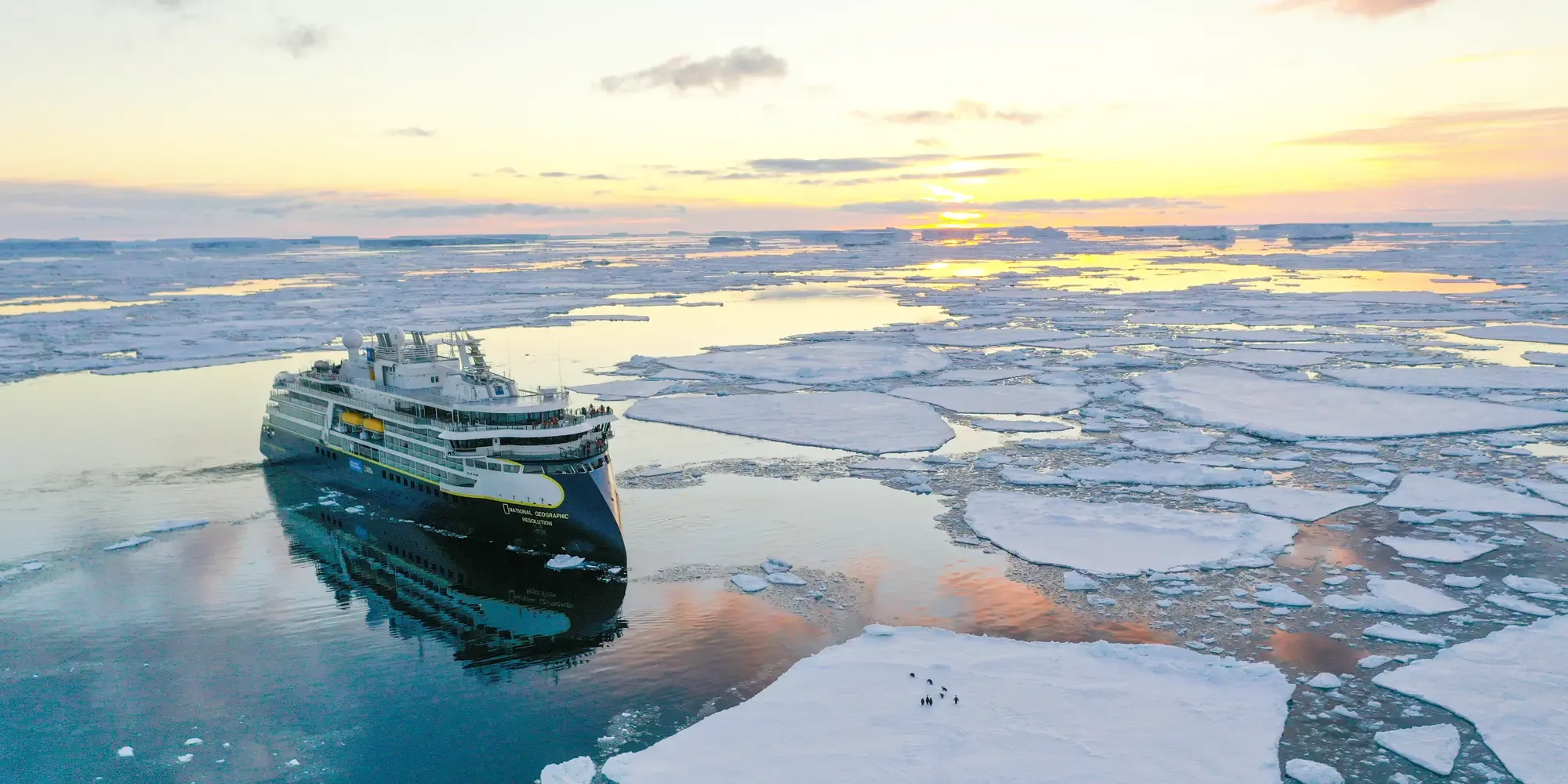 Expedition ship in sea ice