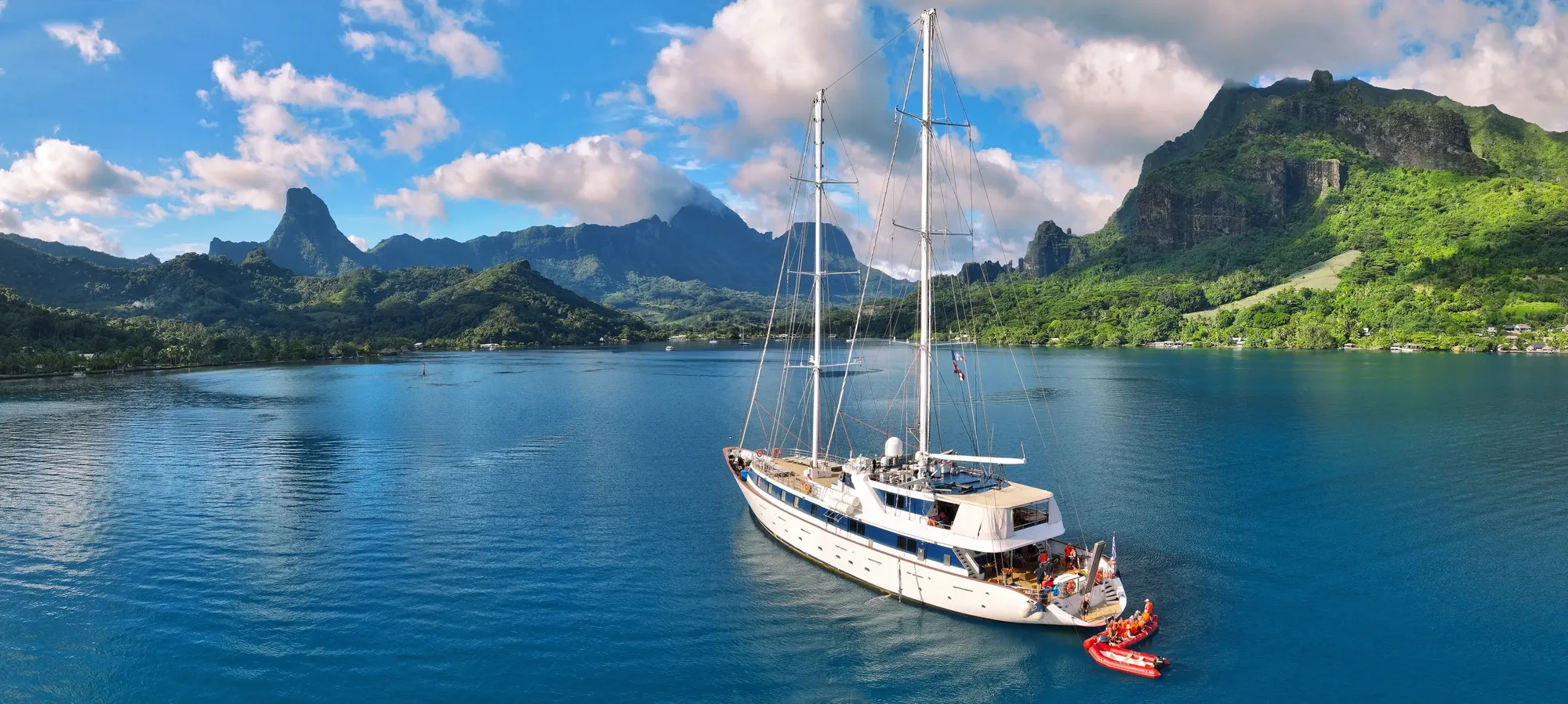 Sailing yacht in a tropical bay